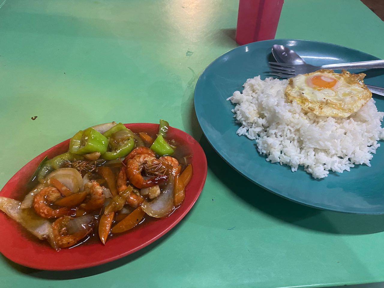 First meal. This place was popular with students. Not so spicy.