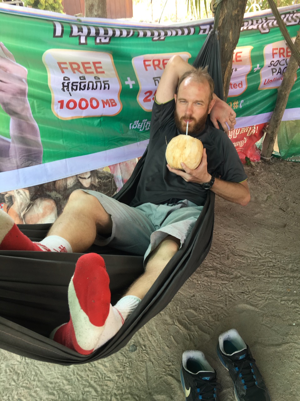 Stopping for some coconut water